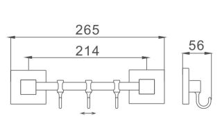 Планка с крючками для полотенец Haiba HB8615-3 хром